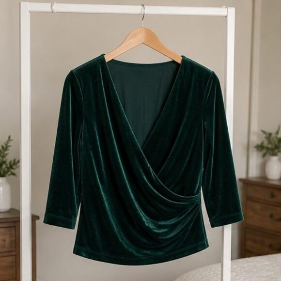 None Tops - Sage Wrap Blouse